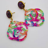 Colorful Interlock Acrylic Dangle Earrings