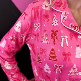 Pretty Pink Christmas Ruffle Pajama Set