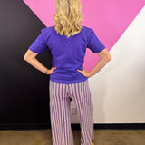 Purple Ribbed Stripe Lounge Pants