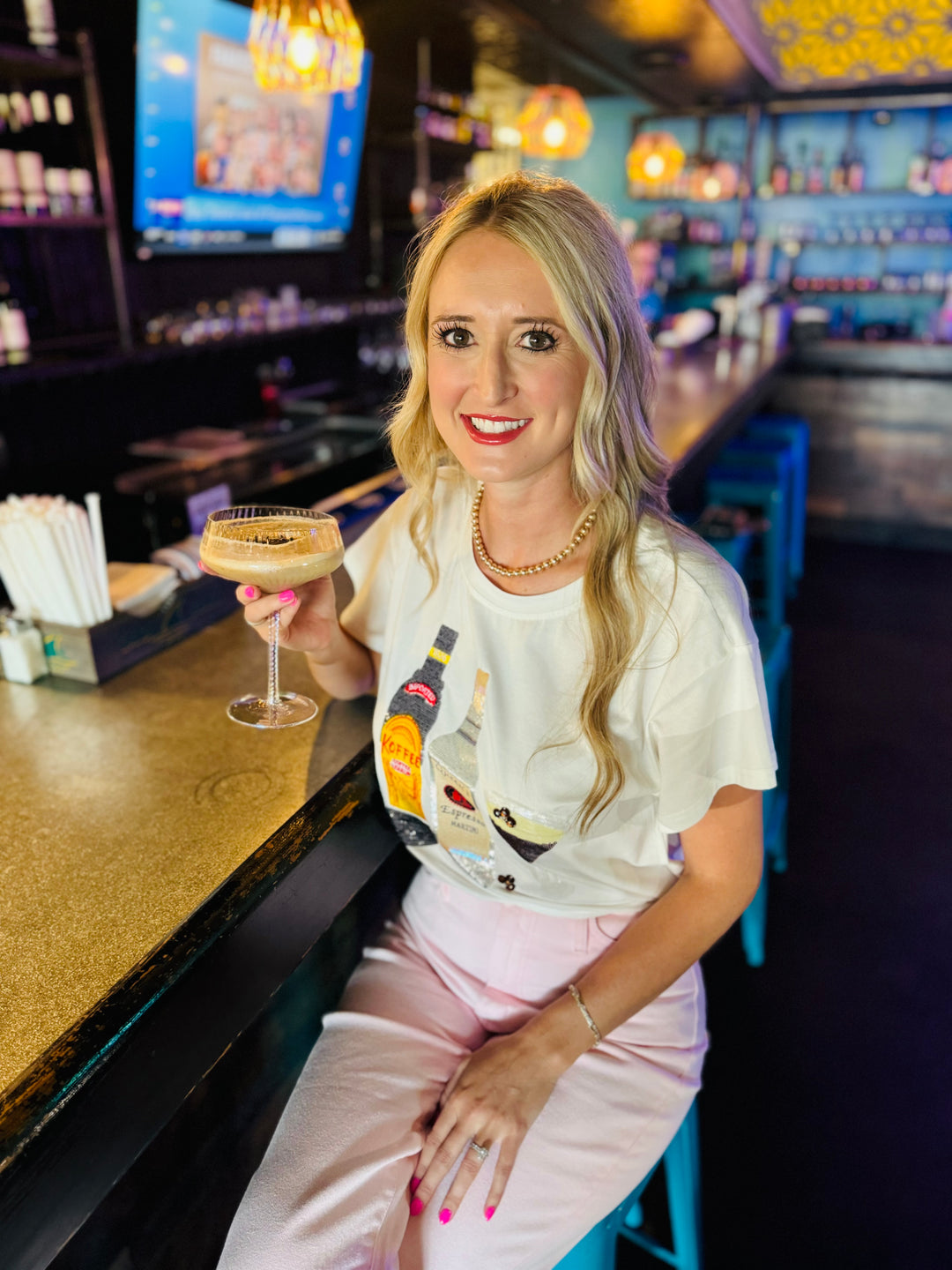 Queen Of Sparkle Espresso Tee with sequins and rhinestones.