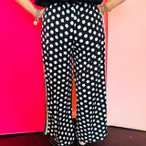 Black & White Contrast Polka Dot Wide Leg Pants