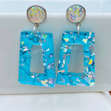 Turquoise Silver Flake Acrylic Earrings