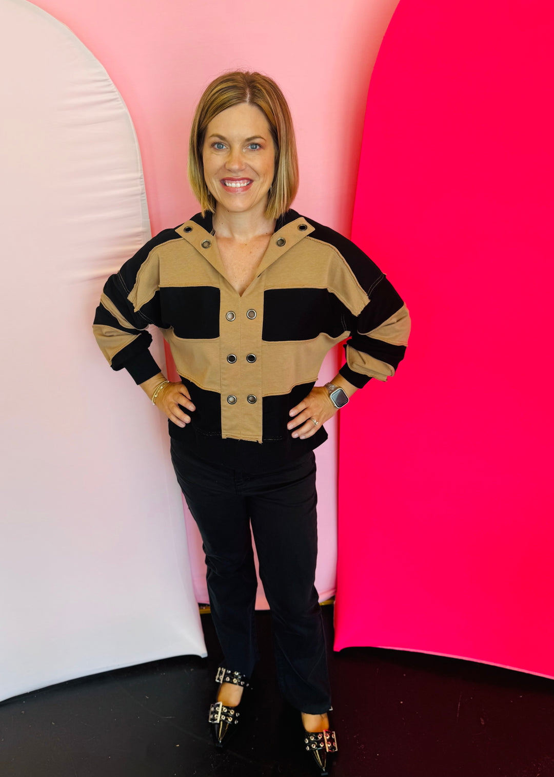 Black Striped Rugby Top