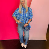 Blue Print Dolman Sleeve Top