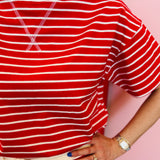Red Striped Shorts Set
