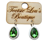 Green Teardrop Rhinestone Earring