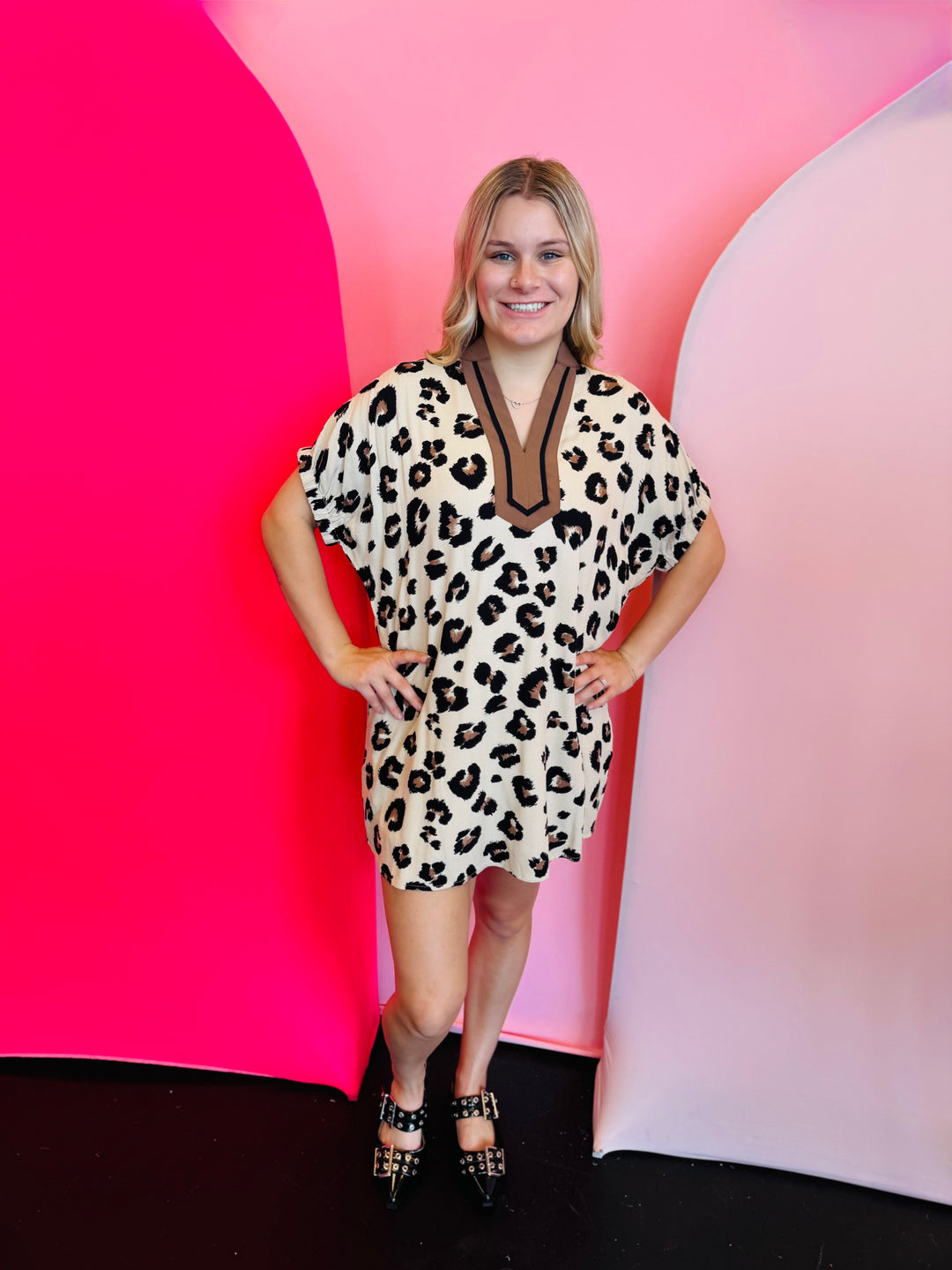 Leopard Print Dolman Dress