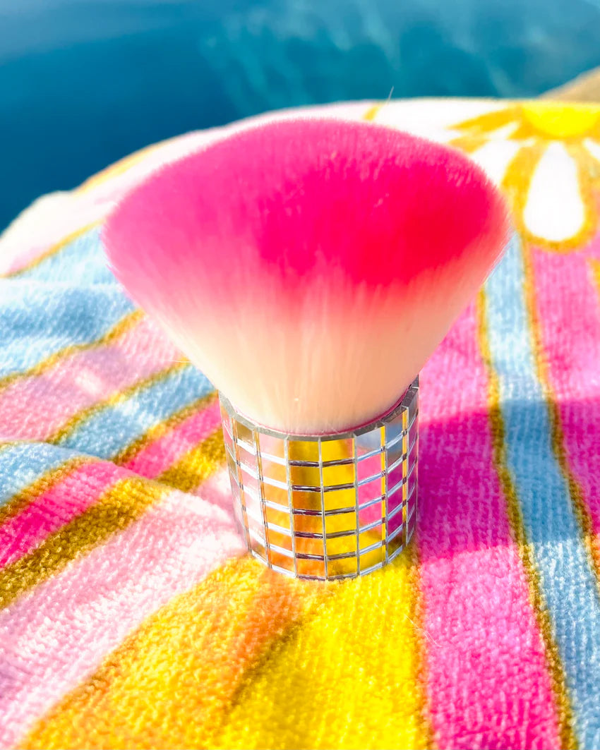 Desert Bronze face and hand applicator brush with rhinestone handle and pink ombré bristles