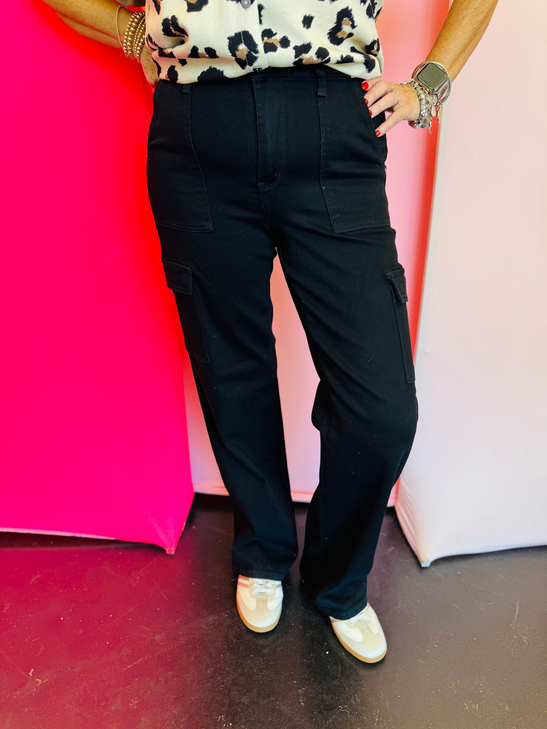 Judy Blue black denim cargo jeans
