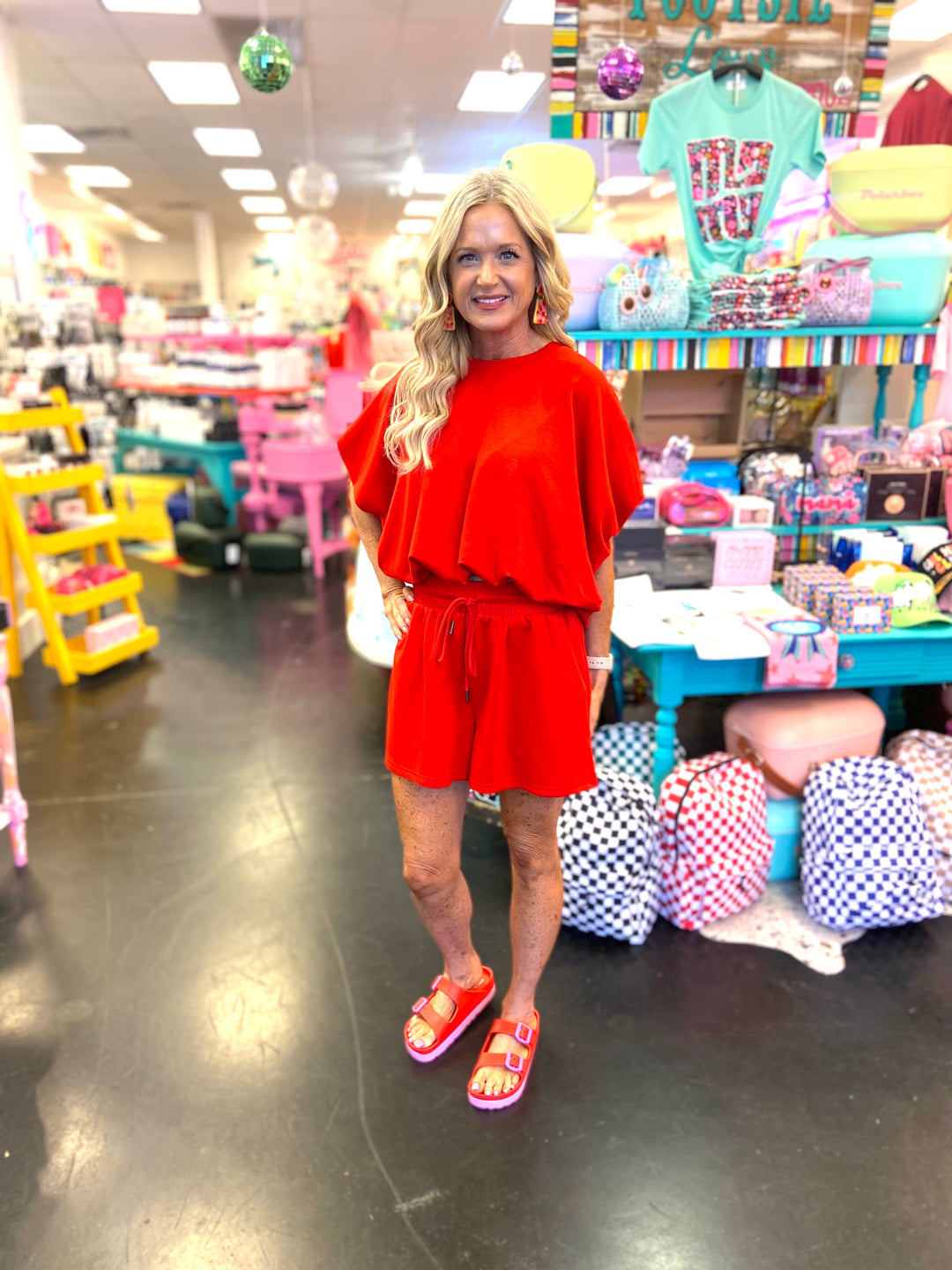 Red Jersey Knit Pull-on Shorts