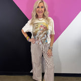 Mocha Striped Wide Leg Pants