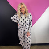 Grey & Black Polka Dot Barrel Pants