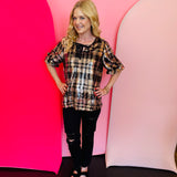 Black Bow Accent Sequins Top