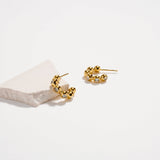 Gold Beaded CZ Hoop Earrings (Water Resistant)