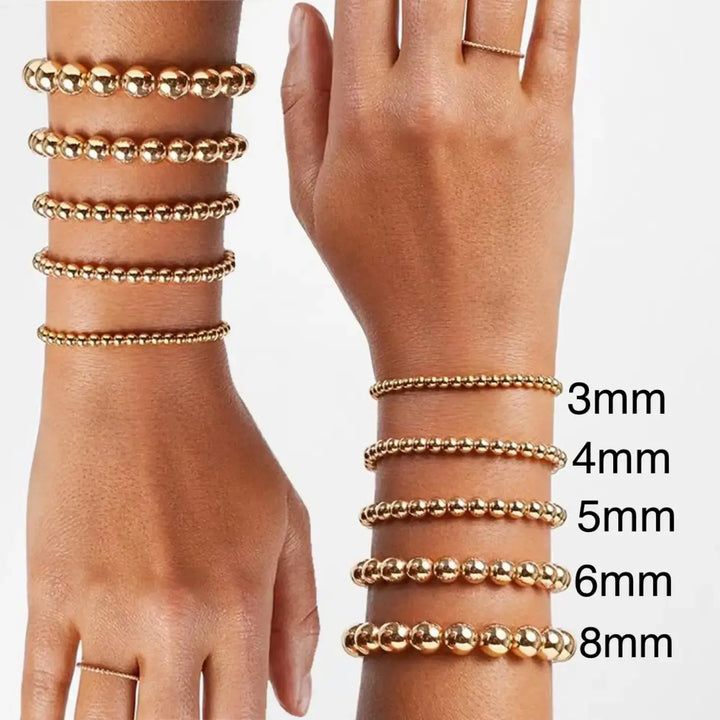 10mm Gold Filled Beaded Bracelets (Water Resistant)