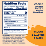 Nutrition Facts for Skinny Mixes Sugar-free cookie butter flavored syrup.