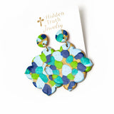 Multi-Blues Confetti Dangle Earrings