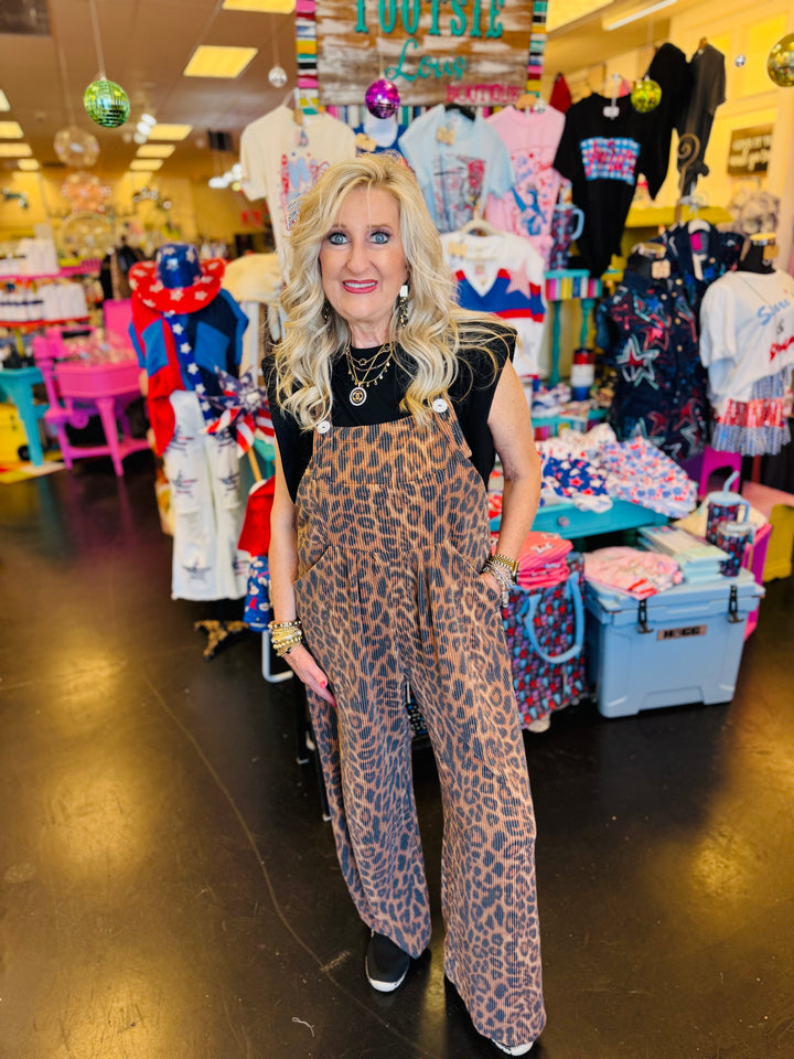 Karli Cheetah Boho Overalls