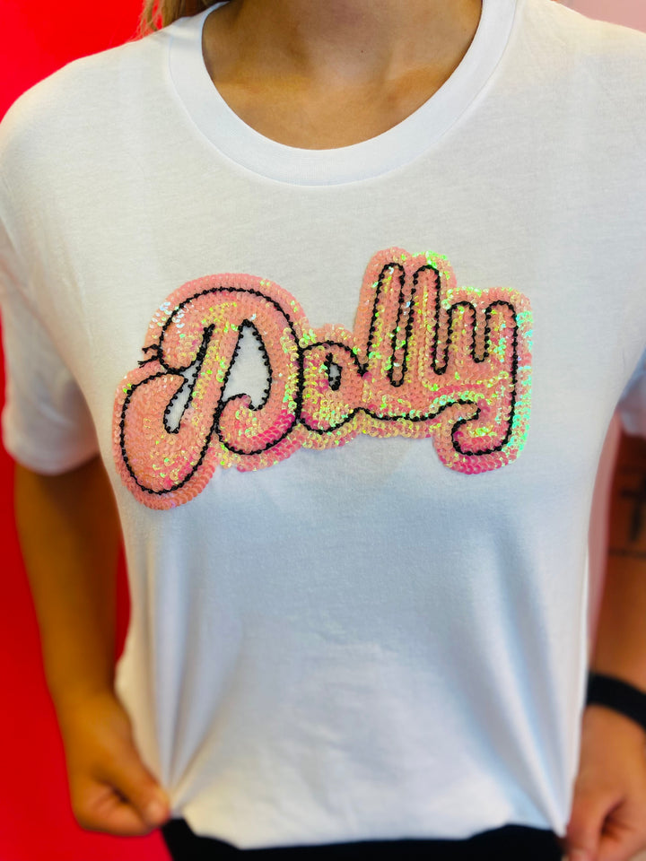 Pink Sequin Dolly Tee