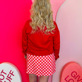 Red Diagonal Gingham Skort