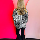 Black Marbled Bandanna Dolman Top