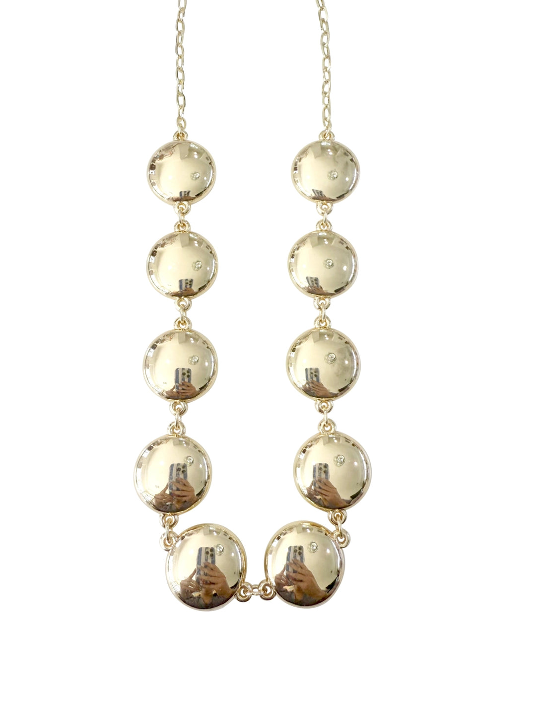 Gold disc linked necklace