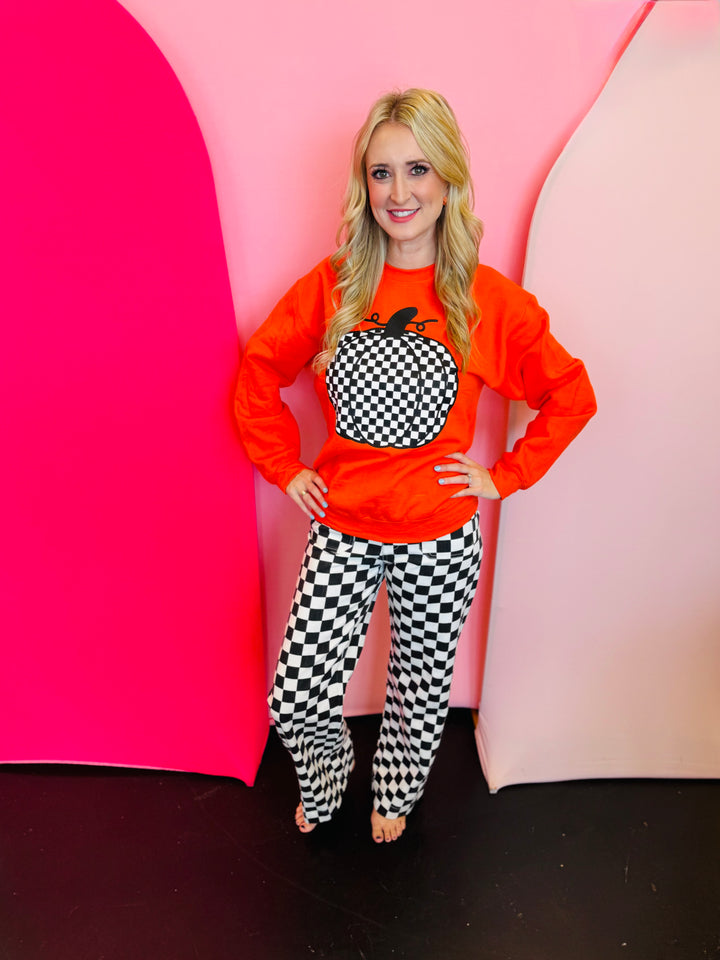 Orange Checkered Pumpkin Sweatshirt