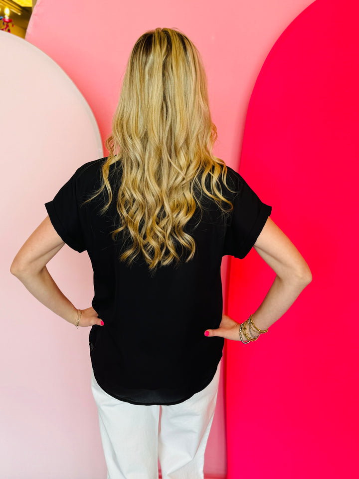 Whitney Black Woven Blouse