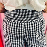 Black Gingham Wide Leg Pants
