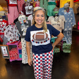 PREORDER: Jewel Collared Navy & Red Football Tee