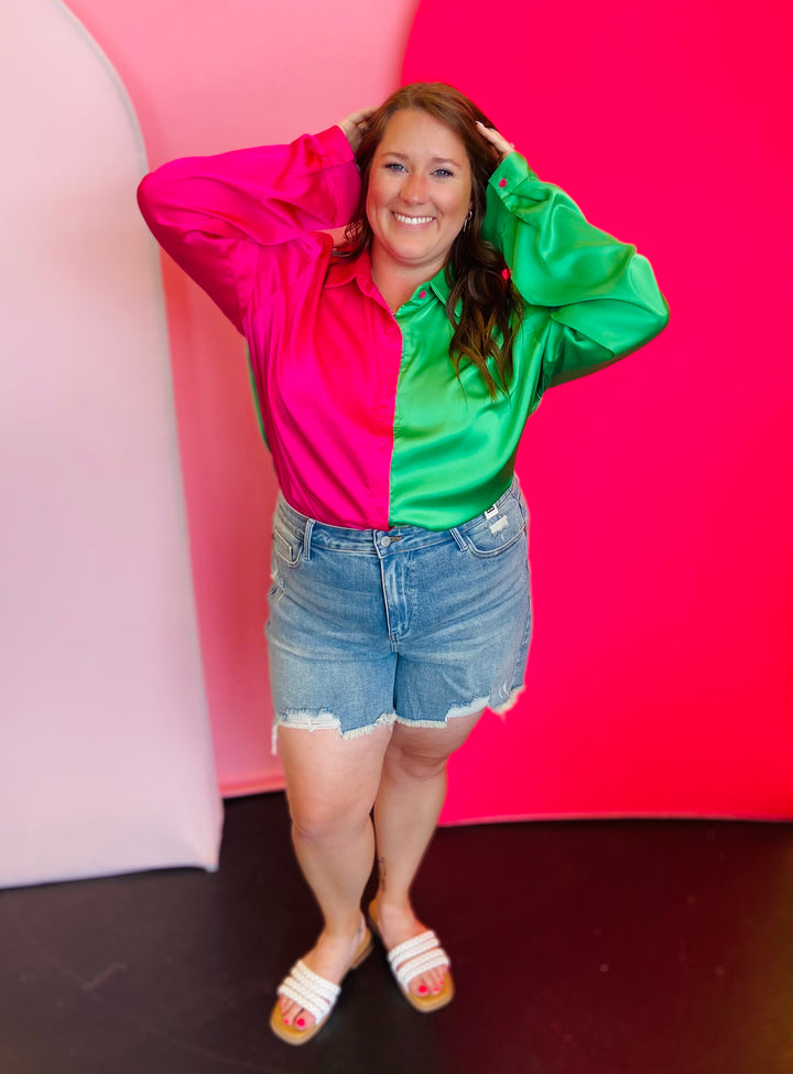 Pink & Green On Trend Top
