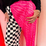 Pink Zebra & Checkered Split Pants