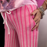 Hot Pink Ribbed Stripe Lounge Pants