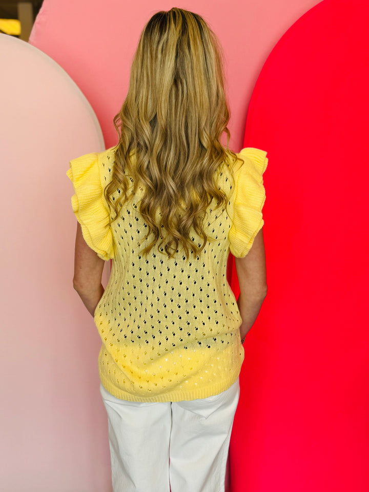 Casey Yellow Ruffle Sleeve Sweater