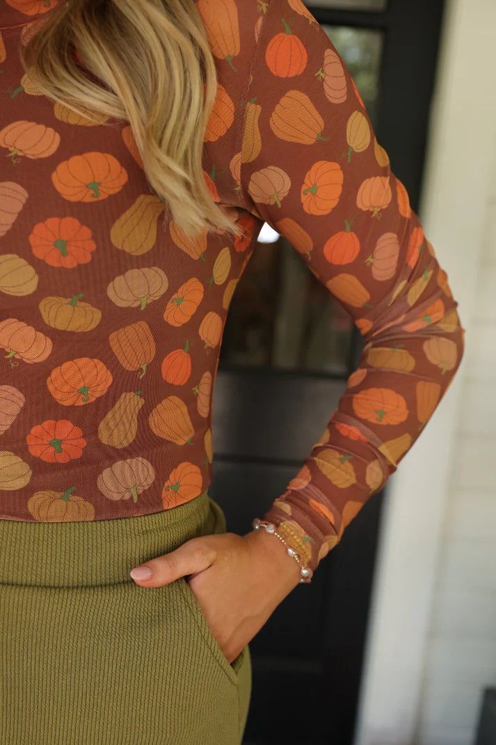 Keigan Pumpkin Perfection Mesh Top