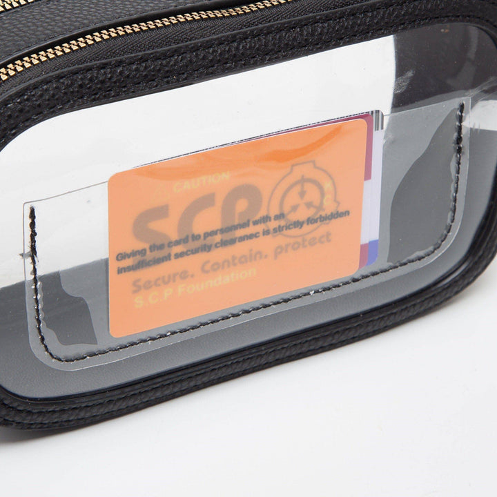 Black Double Zipper Oval Clear Bag