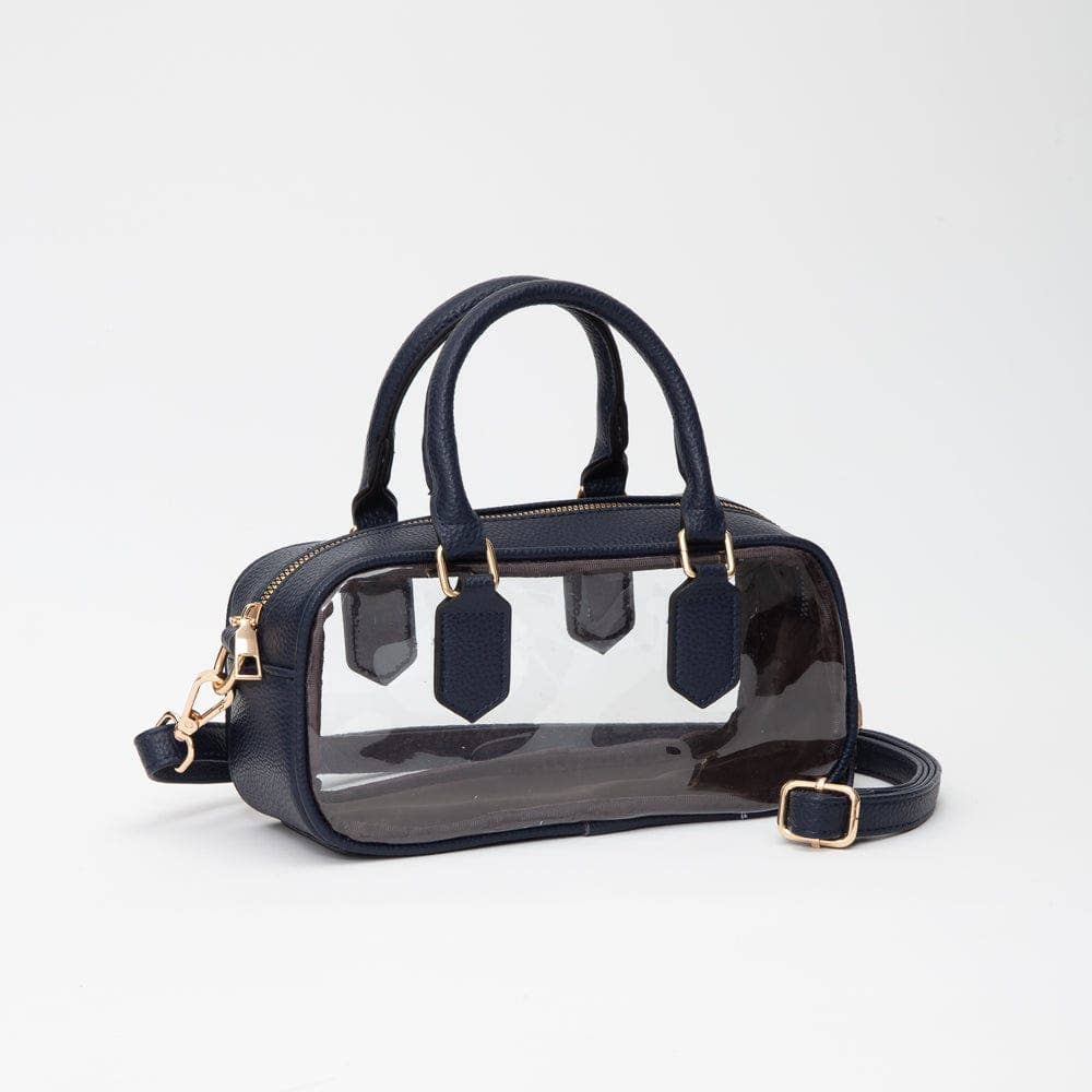 Navy Clear Plastic Top Handle Crossbody