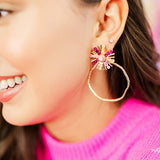 Pink Mix Sequin Sunburst Hoop Earrings