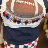 PREORDER: Jewel Collared Navy & Red Football Tee