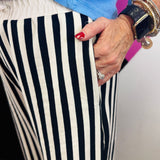 Black Striped Wide Leg Pants