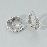 Silver Pearl Dot Hoop Earrings