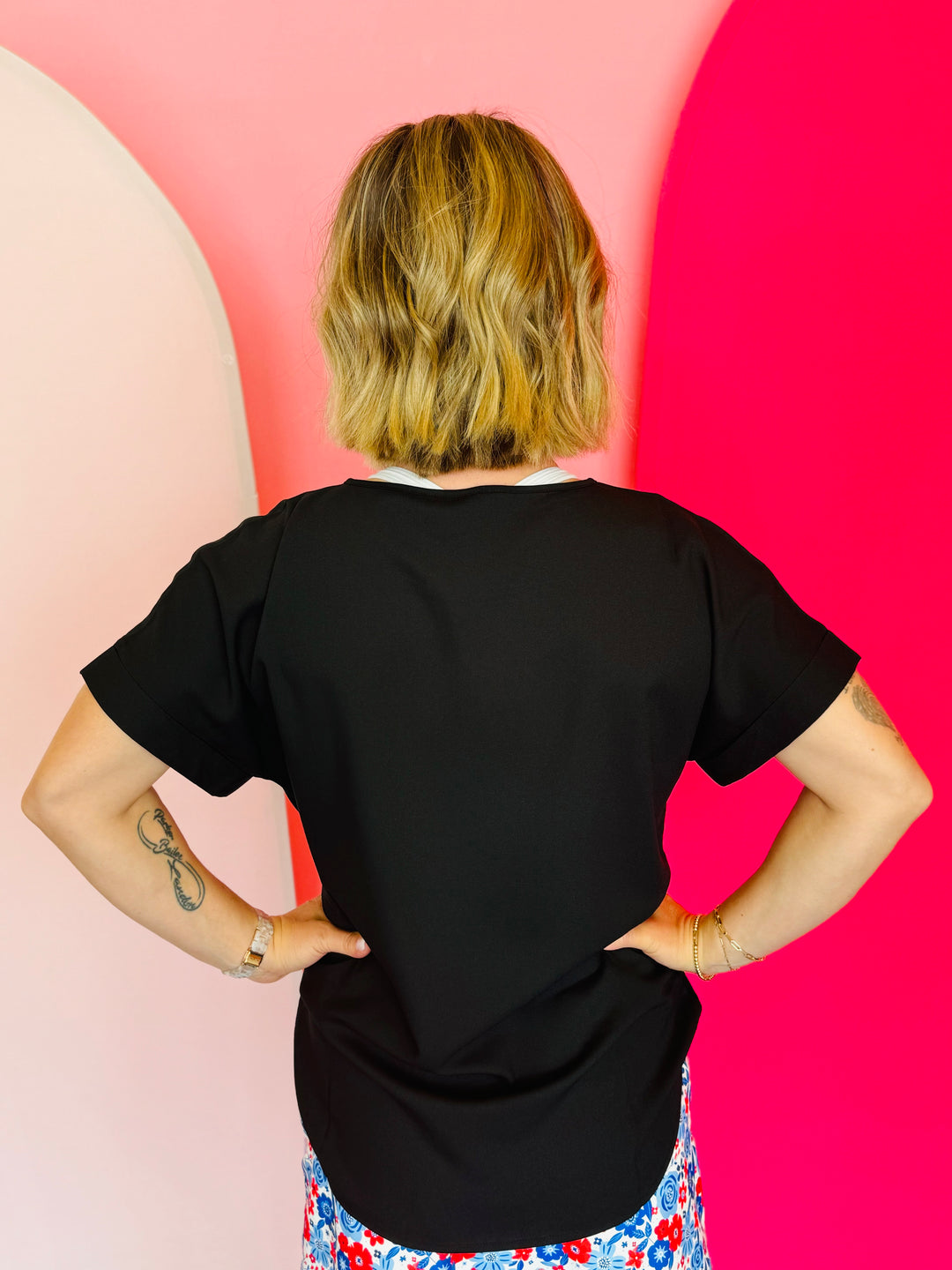 Black Boat Neck Top