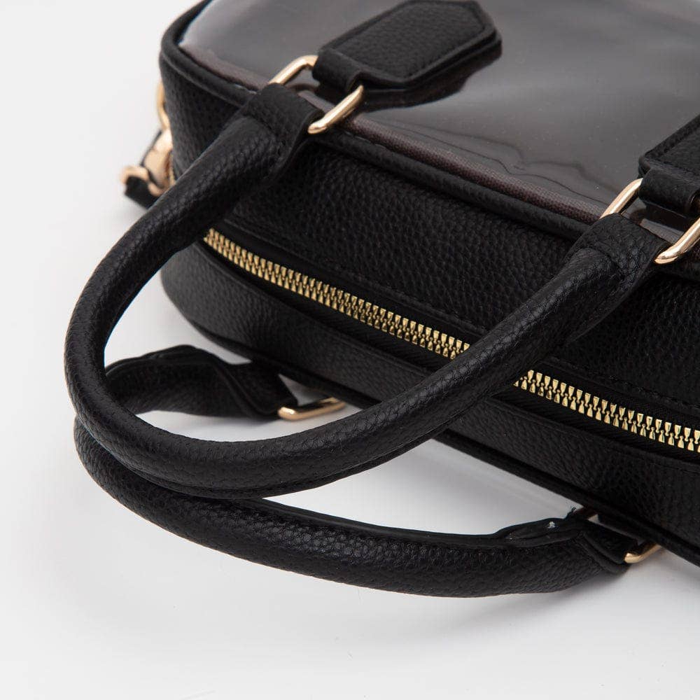 Black Clear Plastic Top Handle Crossbody