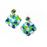 Multi-Blues Confetti Dangle Earrings