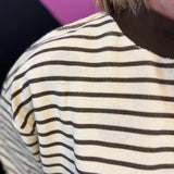 Brown & Ivory Reversible Polka Dot Stripe Sweatshirt