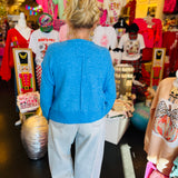 Ocean Blue Brushed Hacci Sweater