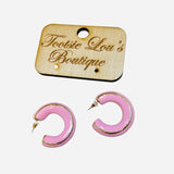 Light Pink with Gold Stripe Acrylic Hoop Earrings