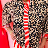 Cassidy Red/Leopard Tie Sleeve Top