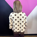 Brown & Ivory Reversible Polka Dot Stripe Sweatshirt