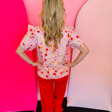 Poppy Picnic Ruffle Blouse